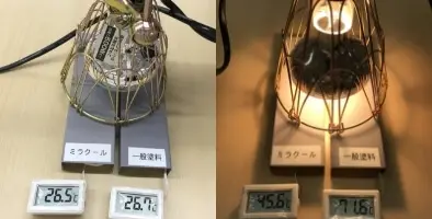 屋根に塗装するだけで工場・倉庫・店舗の暑さ対策・省エネ対策になる遮熱塗料ミラクールの効果を体感できる実験器具